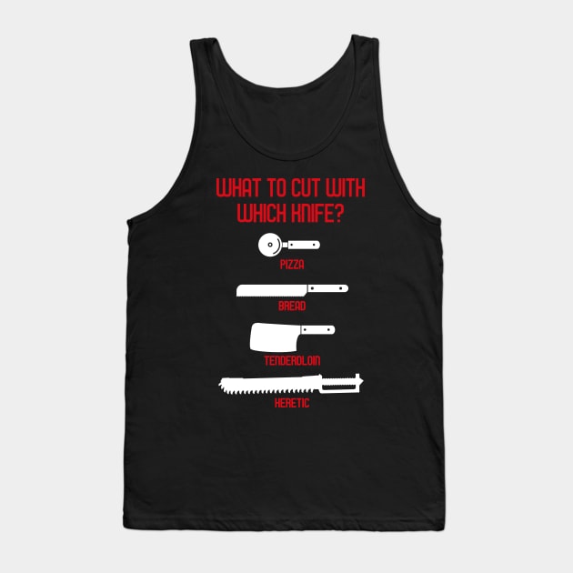 What to Cut With Which Knife Meme Chart Tank Top by pixeptional